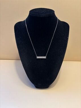 Express Silver Tone Crystal Bar Necklace 15.5”